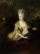 Nicolas de Largilliere Portrait of a lady with a dog and monkey china oil painting artist